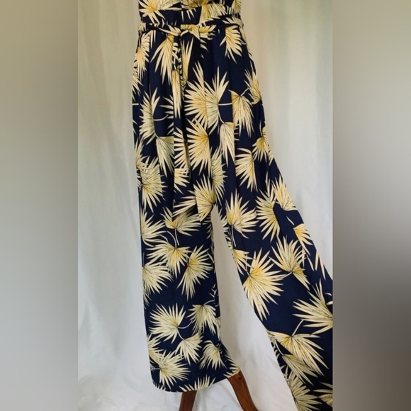TIMING Jumpsuit Navy Botanical Palm Leaf Print - - Size Small - Picture 6 of 11